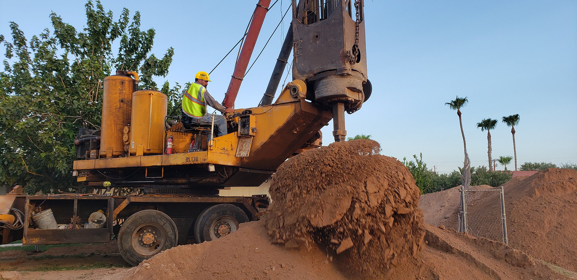 Foundation drilling in the Phoenix AZ East Valley by Sunset Drilling in Gilbert AZ.